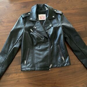 Levi Strauss Black Vegan Leather Moto Jacket Size Small